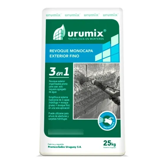 Revoque Fino 3 En 1 25kg Exterior Monocapa Urumix Pf