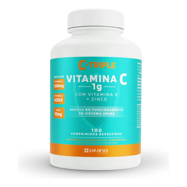 Vitamina C 1g+Vit D 400UI+Zinco 10mg 100 comprimidos C-Triple