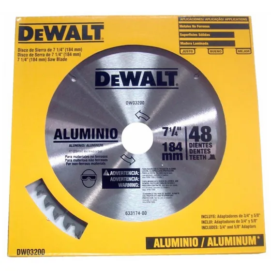 Disco Sierra 7-1/4  48 Dientes Aluminio Dewalt