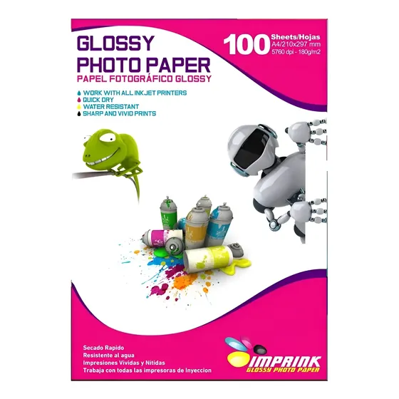 Papel Foto Brillante A4 180gr/100 Hojas..envio Gratis X 5 Un