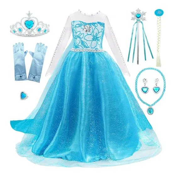 Vestido Princesa Frozen Aurora Sofía Rapunzel  + Acesorios