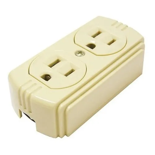 Contacto Doble Dúplex Superficie Aterrizado 15a 127v Surtek Color Amarillo
