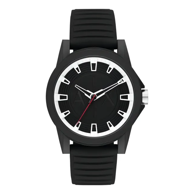 Reloj Hombre Armani Exchange Outerbanks De Caucho Color de la correa Negro