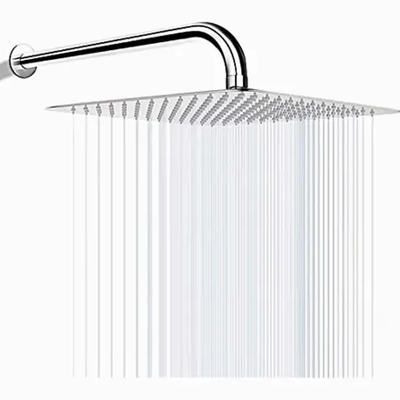 Regadera Cuadrada Tipo Lluvia 20×20 + Tubo 30+chapeton Color Plateado