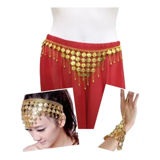 Kit Cinto Tiara Pulseira Dança Do Ventre Cigana Indiana Kit Cinto Tiara Pulseira Dança Do Ventre Cigana Indiana