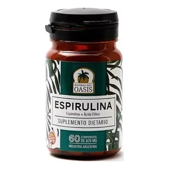 Suplemento Espirulina  Ácido Fólico Hierbas Del Oasis Com 60
