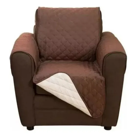 Protector Sofa, Forro, Mueble, Doble Faz 1 Puesto Color Marrón Lisa