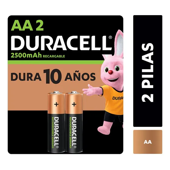 Pila Recargable Duracell Tamaño Aa 2 Unidades 2500 Mah