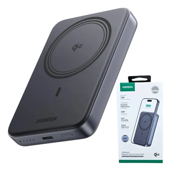Power Bank 10,000mah Inalambrico 20w Qi2 15w Certificado Color Gris | Cuotas sin interés