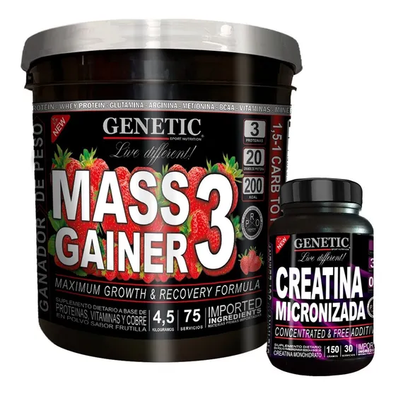 Crecimiento Muscular Mass Gainer 3 4,5kg + Creatina Genetic