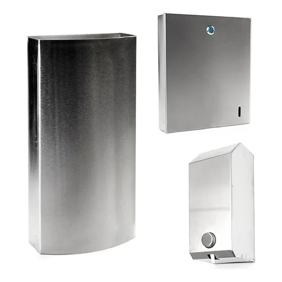 Kit Dispenser Acero De Toalla + Jabón + Cesto Alto Baño