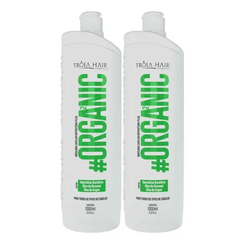 2 Ativos Progressiva Orgânica 0% Formol Tróia Hair 2 X 1l