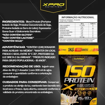 Whey Protein Isolado Iso Blend Complex Zero Açucar Cookies 1.100kg Xpro Nutrition