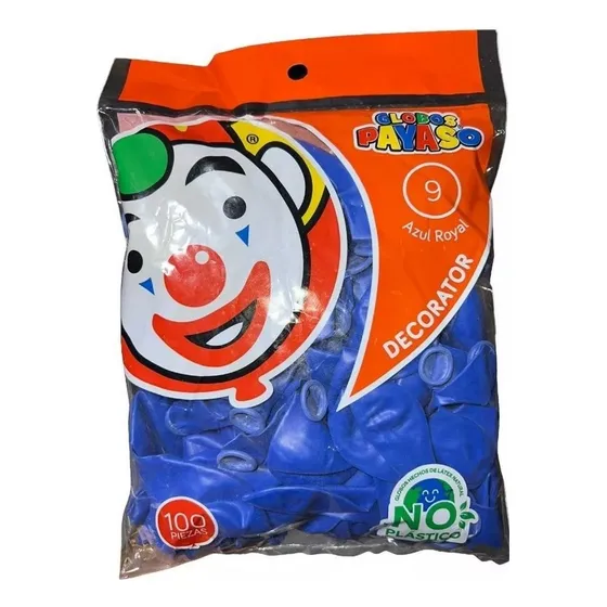 Globos Payaso #9 100 Pz Color Azul Rey Mayoreo