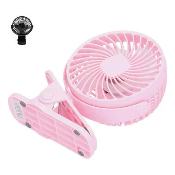 Mini Ventilador Usb Con Clip Recargable Hélice 10cm W-06