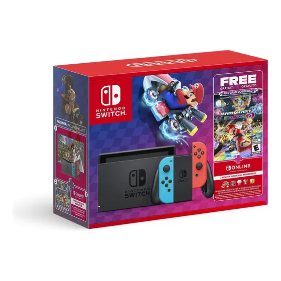 Paquete Nintendo Switch Con Mario Kart 8 Deluxe Y 3 Meses On Color