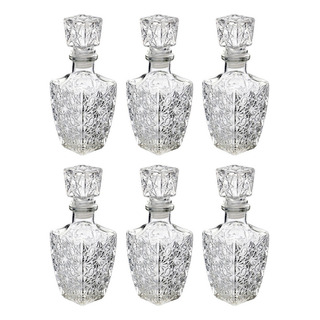 Set 6 Licoreras Decantador Diamante Vidrio Cristal 250ml Set 6 Licoreras Decantador Diamante Vidrio Cristal 250ml