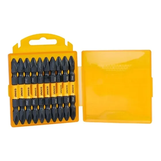 Set De 10 Puntas Phillips De Impacto Ingco Ph2 X 65mm Iman
