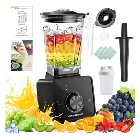 Licuadora Profesional VRATOPBRAND 1400W Jarra Tritan 2L 10 Velocidades
