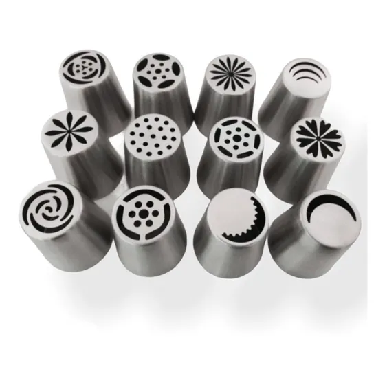 Kit de boquillas rusas de acero inoxidable, juego de 12 piezas de confitería sin costura y tostadas