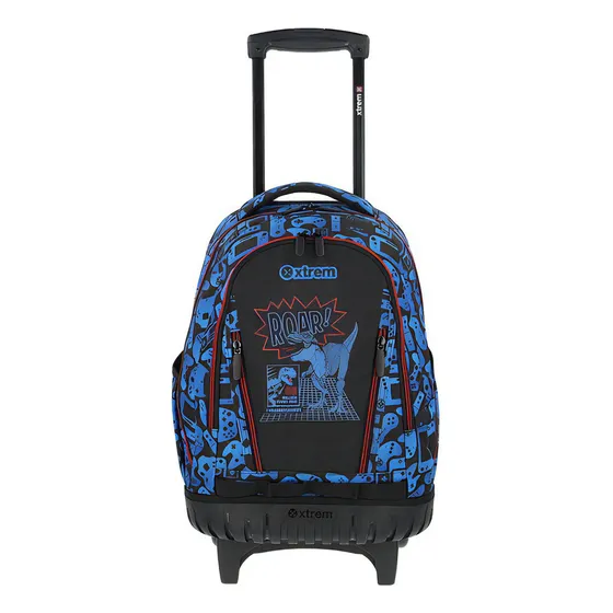 Mochila Infantil Con Carro Xtrem Cross Color Azul Diseño de la tela Liso