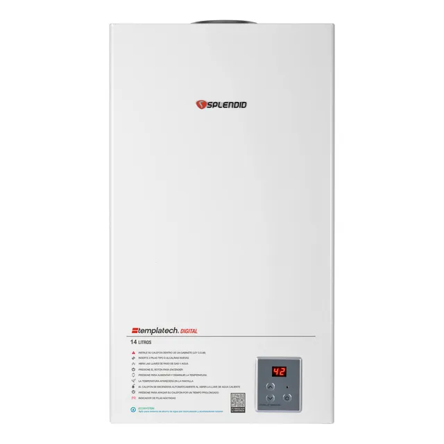 Calefon Gas Licuado 14 Litros T. Natural Splendid Templatech Color Blanco Tipo de gas GLP