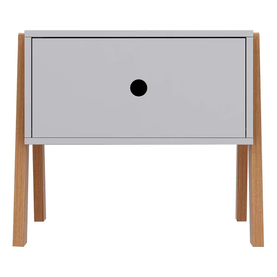 Oqsc Mesa Auxiliar Moderna Pata Madera Maciza Blanca Cajon