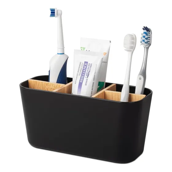 Organizador De Baño Para Cepillos De Dientes Y Pasta Dental Negro