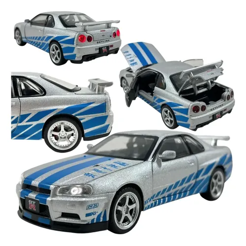 Nissan Skyline Gtr Brian Velozes 1:24 Luz E Som 20 Cm