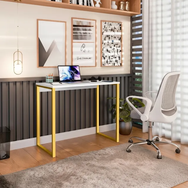 Escrivaninha Industrial Mesa Estudo Aparador Office Aço Mdf