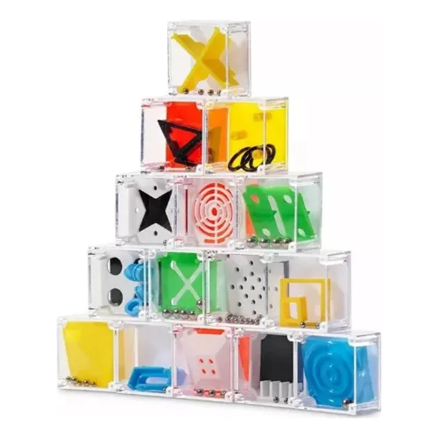 Juego 12 Caja Mini Cubos De Rompecabezas Mental Iq Laberinto