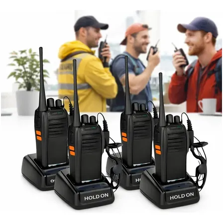 Kit 4 Radio Walk Talk Comunicador 16 Ch 12km Baofeng 777 Ht Cor Preto Hold On 127/220v