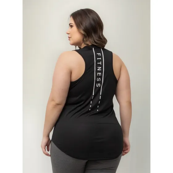 Regata Estampada Plus Size Dry Fit Feminina Academia
