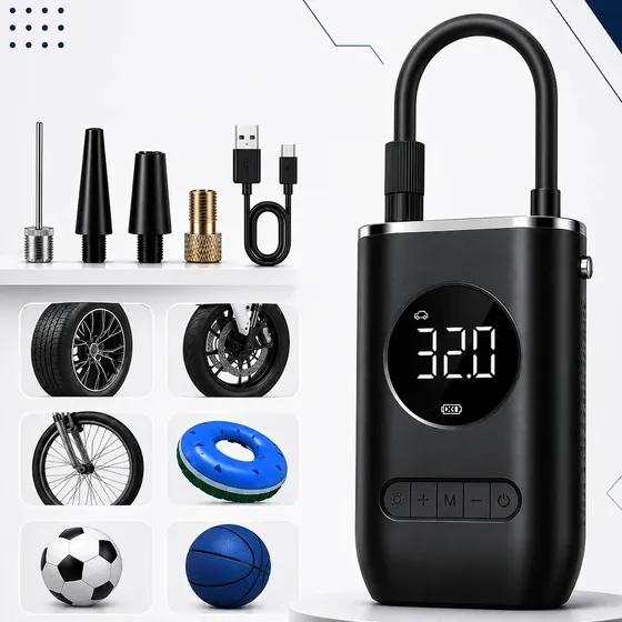 Calibrador Portátil Bomba De Ar Para Encher Pneu Compressor Automotivo Para Calibrar Moto Carro Bike Preto - Multicontrol