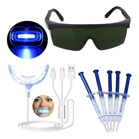 Tratamiento Porfesional Blanqueador Dental Uv + Gafas + Gel