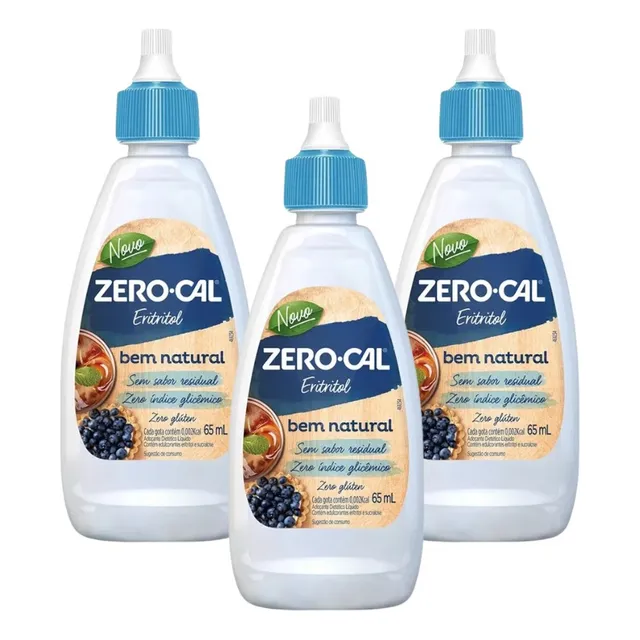 3 Adoçante Zero Cal Eritritol Líquido 65ml