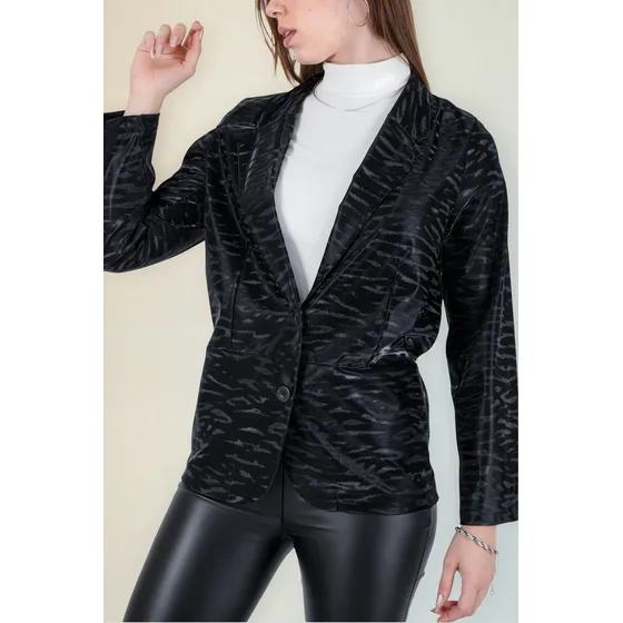 Blazer Saco Pu Cuerina Mujer Print Premium 
