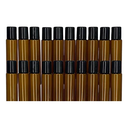 Kit 20 - Vidrinho Roll On Ambar 10ml Tampa Preta