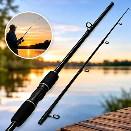 Vara De Pesca Carbono 1.80m Molinete Ultraleve Profissional Preto