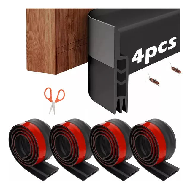 4 Piezas De Guardapolvo Cubre Puerta Atrapa Polvo Evita Insectos Sello Adhesivo A Prueba De Polvo Para Puertasventanas Negro