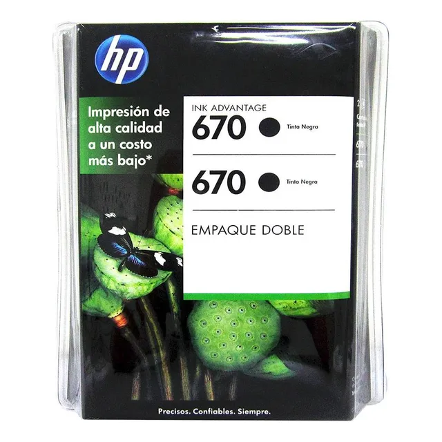 2 Cartuchos De Tinta Hp 670 Negro Empaque Doble (caducado)