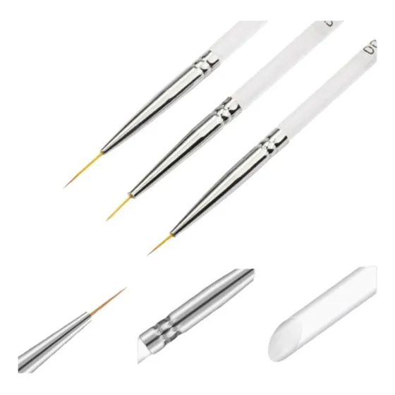 Pincel Liner Pack 3 Para Uñas Blanco