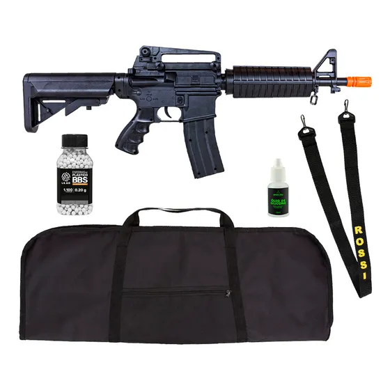 Rifle Air Soft 6mm 6.0 Spring Mola M4 M16 + Capa + Saco Bbs