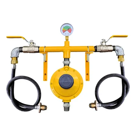 Central Gás Para 2 Botijões P45kg Com Manômetro E Suporte 1m