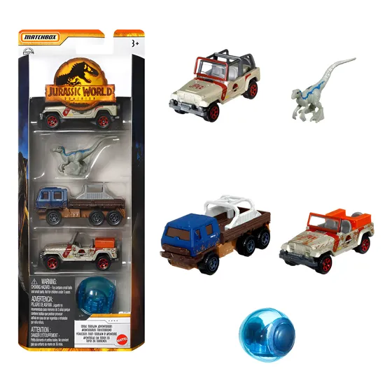 Pack 5 Carritos Surtidos Matchbox Jurassic World