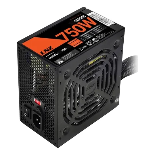 FUENTE 750W LNZ ZX 750-GZ C/CABLES MALLADOS RED FAN COLOR NEGRO