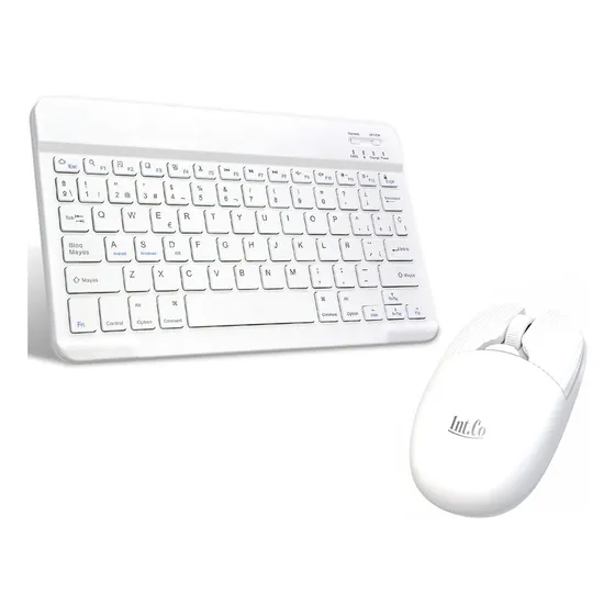 Kit Teclado + Mouse Bluetooth Int.co - Color Blanco - Combo Notebook Celular Tablet