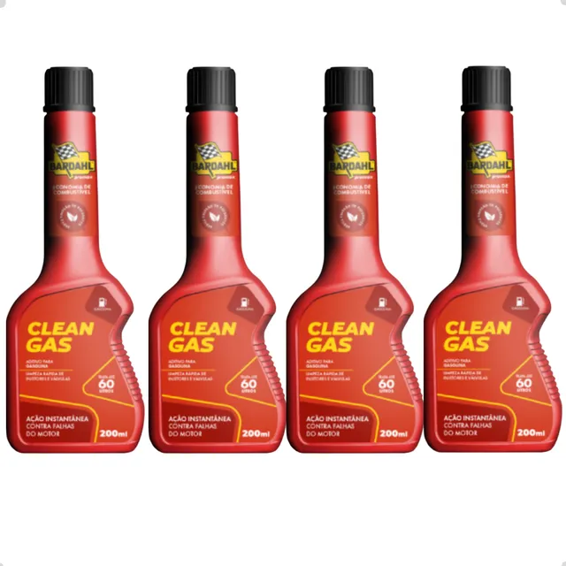 Kit 4 Aditivo Bardahl Clean Gas Combustível Gasolina 200ml