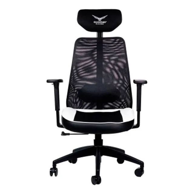 Silla Gamer Naceb X-one Na-09s4 3d Hasta 140kg Pistón Gas Color Blanco Material Del Tapizado Tela De Malla Negra