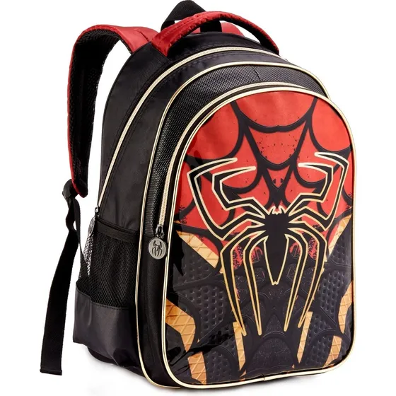 Mochila Dark Spider Infantil Masculino Cor Preto Desenho do tecido Aranha